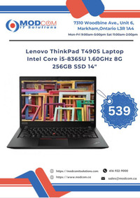 Lenovo ThinkPad T490S 14-Inch Laptop OFF Lease FOR SALE!!! Intel Core i5-8365U 1.60GHz 8GB RAM 256GB SSD