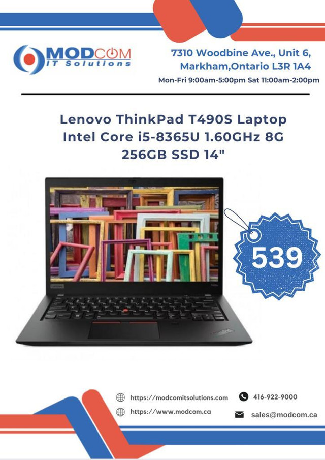 Lenovo ThinkPad T490S 14-Inch Laptop OFF Lease FOR SALE!!! Intel Core i5-8365U 1.60GHz 8GB RAM 256GB SSD in Laptops