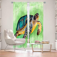 East Urban Home Lined Window Curtains 2-panel Set for Window Size 40" x 52" by Marley Ungaro - Sea Turtle