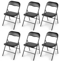 Inbox Zero Plastic Folding Chair,Party Chairs 6 Pack,Stackable Indoor Outdoor Chair 300 lbs Capacity,Black