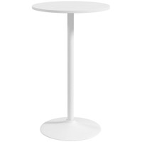HIGH TOP BAR TABLE, MODERN ROUND DINING TABLE WITH PAINTED TOP AND STEEL BASE, BISTRO TABLE FOR 2 PEOPLE, WHITE