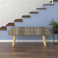 Evette Rios  Modern Boho Blue/Brown Handmade Striped Upholstered Accent Bench