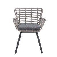 Corrigan Studio Liev Outdoor Dining Side Chair with Cushion (Set of 2)