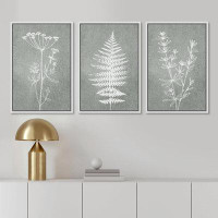 IDEA4WALL IDEA4WALL Framed Canvas Print Wall Art Set Green Forest Flower Plant Silhouette Nature Wilderness Illustration