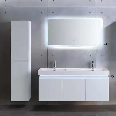 3 Piece 54 Inch Wall Mount Vanity Set with Linen Cabinet and LED Mirror ( Faucet Not included but are Available )