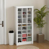 Hokku Designs Homcom 58"" Height Entryway Shoe Cabinet: Slim Storage Organizer With Open Cubes & Adjustable Shelves, Hol