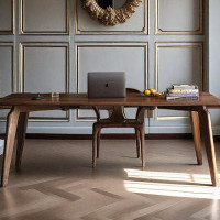 ULTORU 55.12" Brown Solid Wood Rectangular Dining Table