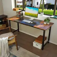 17 Stories 17 Stories 63” Computer Desk, Modern Home Office Desk, Sturdy Steel Frame Writing Desk, Simple Laptop Desk Fo