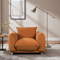MARZTEC Modern Sherpa Upholstered Single Sofa 42in. Oversized Armchair, Metal Legs, Curry