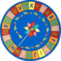 Joy Carpets Joy Carpets Kid Essentials Early Childhood Round Alphabet Pinwheel Rug
