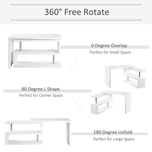 desk 45"x47.25"x30" White in Desks - Image 4