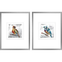 Winston Porter 'Cardinal, Blue Jay' by Stephane Fontaine 2 Piece Framed Painting Print Set