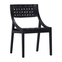 Birch Lane™ Hedley Teak and Woven Full Grain Leather Side Chair