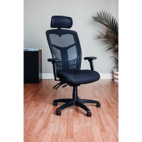Interion Mesh Task Chair With Headrest, Fabric, High Back, Black
