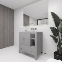 Hokku Designs Bathroom Vanity Base Only, Solid Wood Bathroom Storage Cabinet With Doors And Drawers