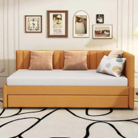 Latitude Run® Upholstered Daybed With Trundle Twin Size Sofa Bed Frame