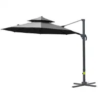 Arlmont & Co. Arlmont & Co. 11Ft Outdoor Cantilever Umbrella Rotatable Sun Shade Market Umbrella With Adjustable Angle &