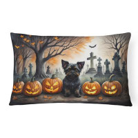 East Urban Home Affenpinscher Spooky Halloween Fabric Decorative Pillow