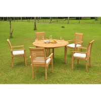 Rosecliff Heights Hubbell Round 5 - Piece Teak Dining Set
