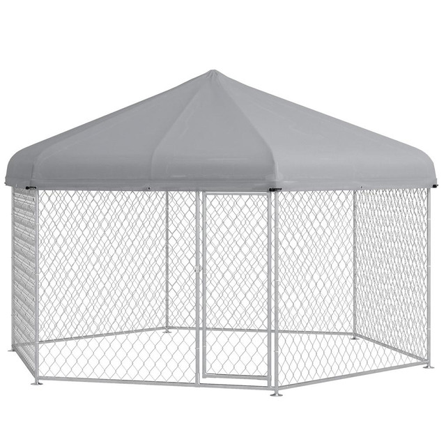 Dog Kennel 13.4' x 11.5' x 8.8' Silver in Accessories - Image 2
