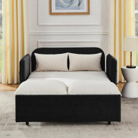 Latitude Run® 53" Convertible Sleeper Sofa Bed with 2 Removable Armrests and USB Power Port