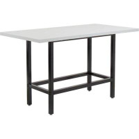 Interion Standing Height Table With Power, 96"Lx36"W, Grey