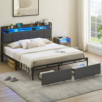 17 Stories Bed Frame With 2 Storage Drawers