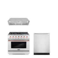 Cosmo Cosmo 3 Piece Kitchen Appliance Package with 36'' Gas Freestanding Range , Built-In Dishwasher , and Insert Range