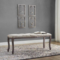 Modway Regal Vintage French Upholstered Wood Bench