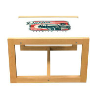 East Urban Home East Urban Home Auto Mechanic Coffee Table, Retro Service Premium Club Lettering With Old Car, Acrylic G