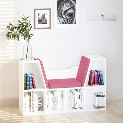 Bookcase 40.25" x 11.75" x 24" Pink, White