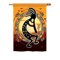 Wrought Studio Orly Kokopelli Playing Flute Primitive Southwest Impressions 2-Sided Polyester 40 x 28 in. House Flag