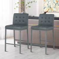 Latitude Run® Modern and Elegant Upholstered Bar Chairs with Metal Legs and Footrest
