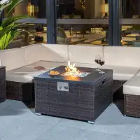 Latitude Run® Ilgaz 20.08" H x 32.08" W Stainless Steel Propane Outdoor Fire Pit Table