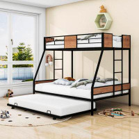 Mason & Marbles Kellyville Twin Over Full Metal Bunk Bed With Twin Size Trundle And Ladder