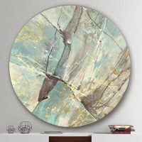 East Urban Home 'Mineral Landscape in Blue, Cream and Brown' - Graphic Art Print on Metal Circle