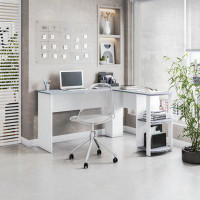 Ebern Designs Techni Mobili Modern L-Shaped Desk With Side Shelves