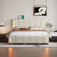 Latitude Run® Upholstered Platform Bed With Trundle And Drawers