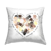 East Urban Home Strength In Unity Powerful Handprint Heart Shape Printed Throw Pillow Design By Erica Billups