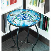 Bay Isle Home™ Bay Isle Home™ 21 Inch Table Round Outdoor End Tables For Patio Mosaic Glass Tabletop Coffee Table Plant