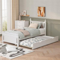 Alcott Hill Solid Wood Platform Bed Frame With Trundle For Limited Space Kids