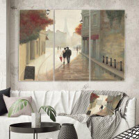 East Urban Home Romantic French 'Paris Romance Couples II' Painting Multi-Piece Image on Canvas