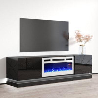 Meble Furniture TV Stand for TVs up to 78" with Electric Fireplace Included