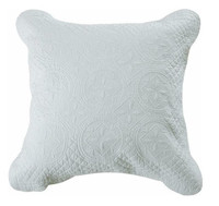 Sage Garden Luxury Pure Cotton Quilted Pillow Sham, White, Euro 26x26