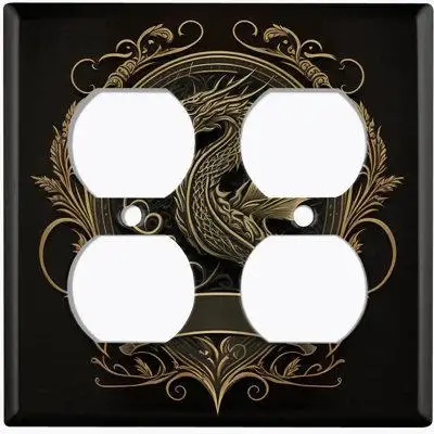 WorldAcc Elder Dragon Crest 2-Gang Toggle Light Switch Wall Plate