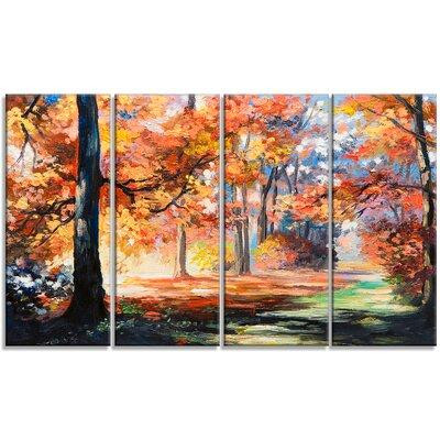 Made in Canada - Design Art Fall Trail in Forest Landscape 4 Piece Wrapped Canvas Oil Painting Print Set on Canvas in Arts & Collectibles