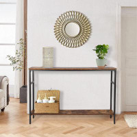 17 Stories Narrow Console Table, 47 Inch Sofa Table With Adjustable Shelf, 2-Tier Long Skinny Table For Hallway, Entrywa