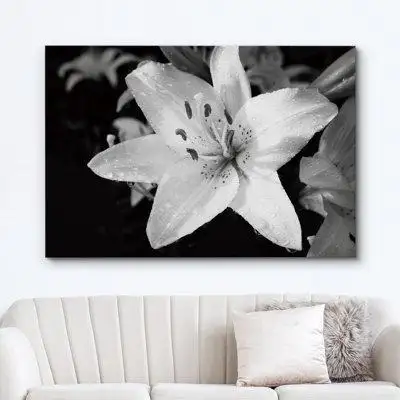 IDEA4WALL Bouquet of Lily Flowers Floral Plants Black and White Photography Modern Art Rustic Closeup
