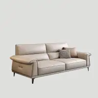 HOUZE 86.6" Khaki Genuine Leather Modular Sofa cushion couch