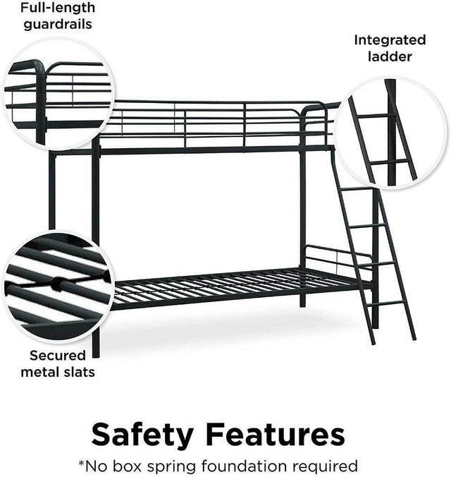 NEW TWIN OVER TWIN METAL FRAME BUNK BED 666931 in Beds & Mattresses in Alberta - Image 2